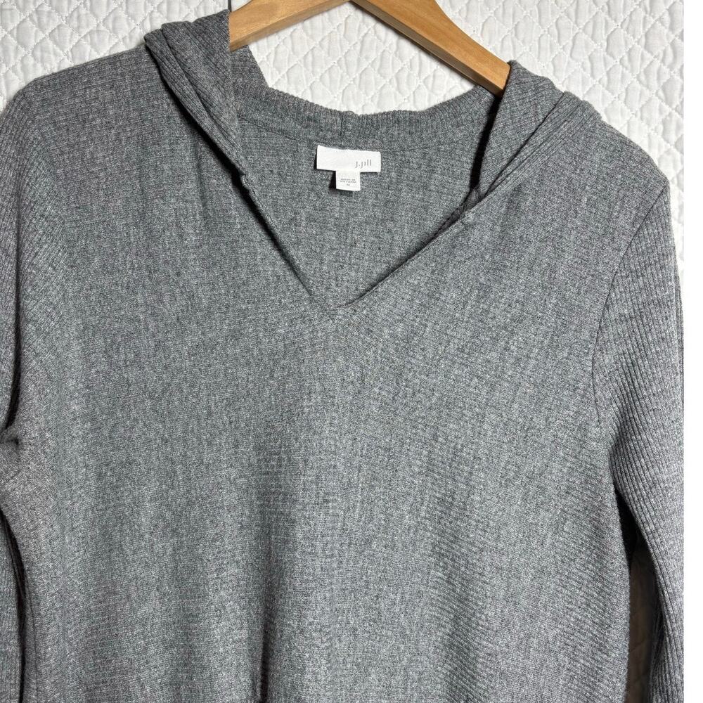 J. Jill Women M Gray Long Sleeve Hoodie Tunic Casual Comfort Relaxed - Picture 2 of 8